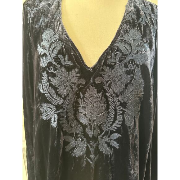 Johnny Was Los Angeles Holland Embroidered Tunic In Navy Blue Velvet 1X - Picture 5 of 15